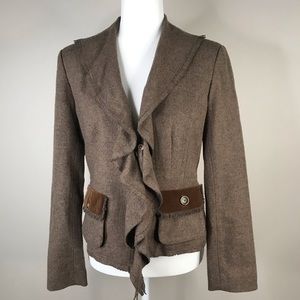 Cabi Kensington ruffle wool blazer velvet pockets